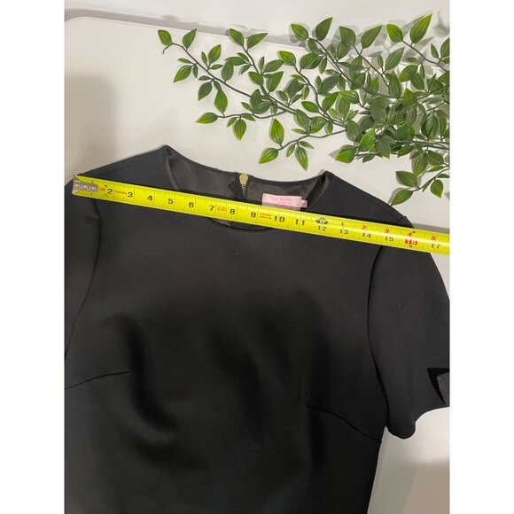 Ted Baker London Black Short Sleeve Crop Top With Bow Details & Gold Zipper - Picture 12 of 14